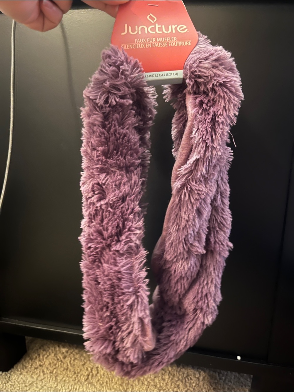 Juncture Plush Faux-Fur Muffler Scarf in Lavender